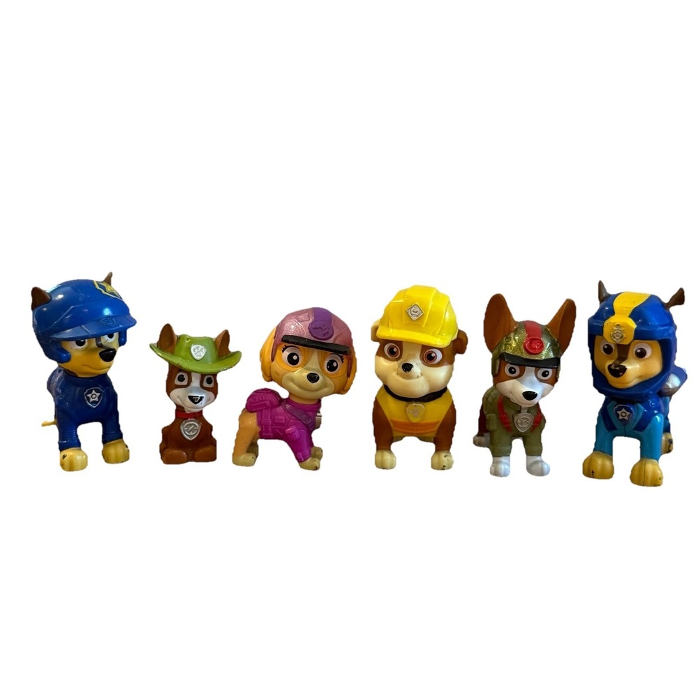 Paw Patrol Figure Lot 6 Chase Tracker Rubble Skye Spin Master